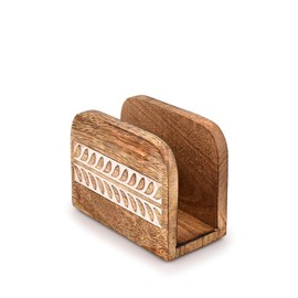 Mahasu Napkin Holder Mango Wood Upright Paper Napkin Storage Rustic Farmhouse Wood Napkin Holder Vintage Home Decor (5.5"x 2.5"x 4")