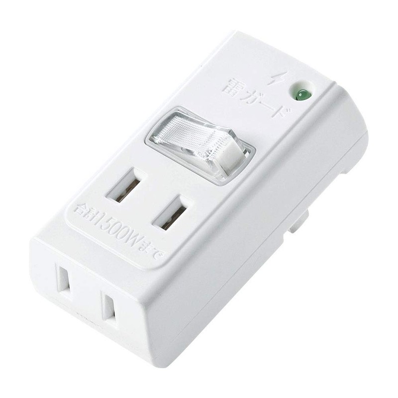 Sanwa Supply TAP-SP221 Lightning Guard Tap, 2 Openings, 2 Pieces,