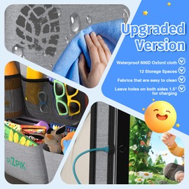 Back Seat Car Organizer,Kick Mats Back Seat Protector with 12 Storage Pockets with 11'' Touch Screen Tablet Holder,Car Organizers and Storage for kids,Travel Accessories,Gray-2 Psc