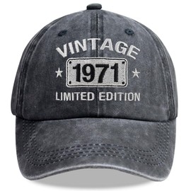 Vintage 1971 Limited Edition Hats for Men Women, 54th Birthday Decorations, Adjustable Embroidered 54 Year Old Baseball Cap Retirement Gifts for Dad Mom Black