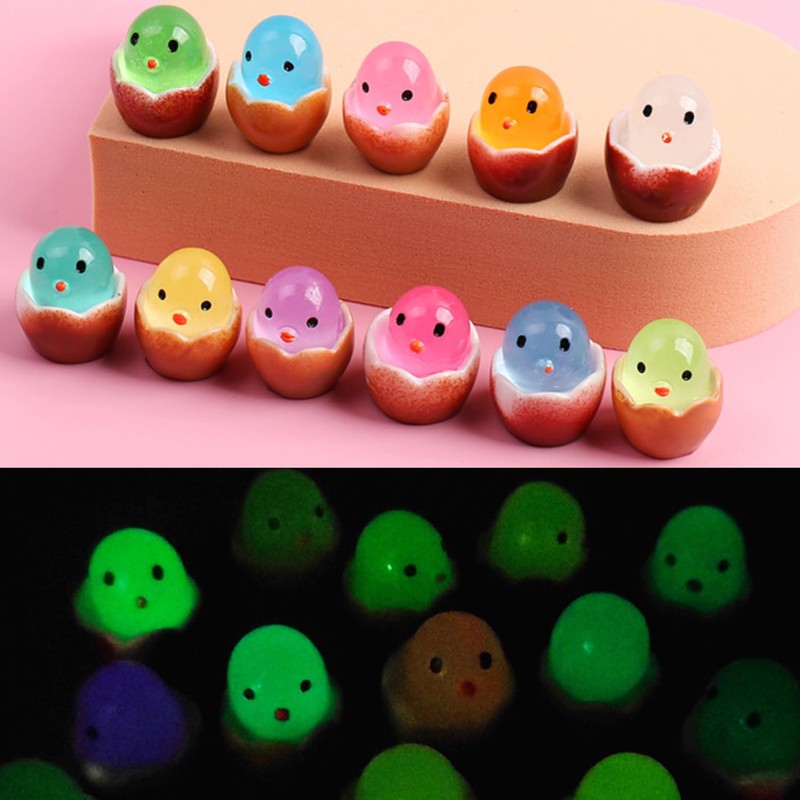 JUFYVO 50pcs Easter Mini Chicks Luminous Egg Glow The Dark