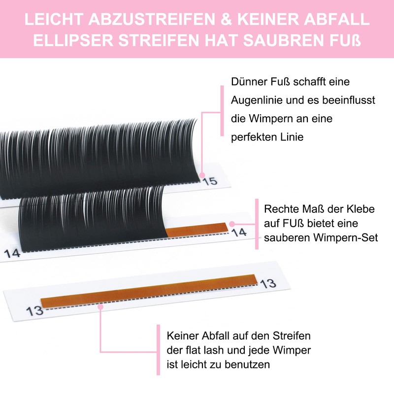 Ellipse Flat Eyelash Extensions 0.20 Thickness D Curl Mix Tray