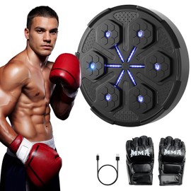 Bruce&Shark Smart Music Boxing Machine with Boxing Gloves for Adults Kids, Wall Mounted Music Boxing Trainer, Electronic Boxing Target Workout Punching Equipment for Home Indoor and Gym