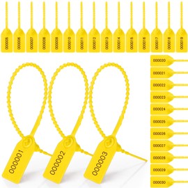 Nuanchu 100 Pcs Plastic Tamper Seals Numbered Zip Ties Fire Extinguisher Tags Disposable Self-Locking Tie, 170 mm Length(Yellow)