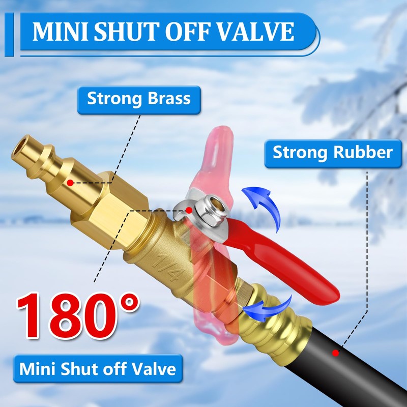 RV Winterizing Kit Sprinkler Blowout Adapter with Shut Off Valve-12