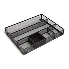 TRU RED TR57545-CC 6 Compartment Mesh Drawer Organizer, Matte Black