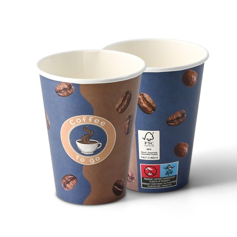 BIOZOYG Printed Paper Cups, Pack of 50, 300 ml /