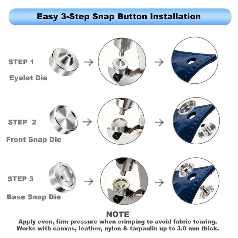 Snap Fastener Tool Kit, 100 Sets Boat Cover Snaps with