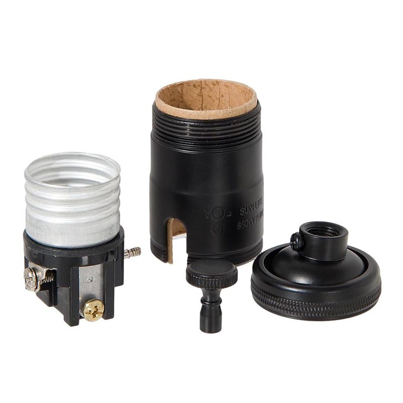 B&P Lamp® 3-Way Heavy Duty, Turned Brass Socket, Satin Black