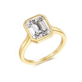 ZengoriGems 14k Gold Plated Engagement Ring 925 Sterling Silver Emerald Cut 2CT CZ Anniversary Wedding Promise Rings for Women Lover Size 9
