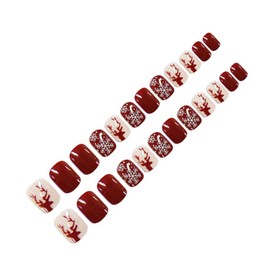 WOONEKY 72pcs Christmas Press Nails Full Cover Fake Nails for Holiday Parties Material Eye-catching Art Tips for Women for Home Salon Use