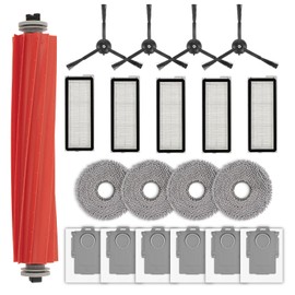 (20 Pack) QRevo S Replacement Parts Compatible with Roborock Qrevo S, Qrevo Pro, Qrevo MaxV, QRevo Plus Robot Vacuum, 1 Roller Brush, 4 Black Side Brushes, 6 Dust Bags, 5 HEPA Filters, 4 Mop Pads