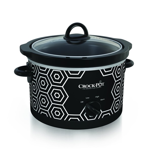 Crock-Pot 4.5 Quart Round Portable Slow Cooker and Food Warmer, Black & White Pattern (SCR450-HX)