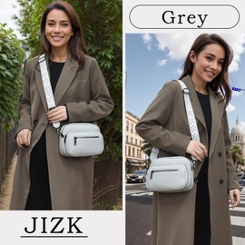 JIZK Shoulder Bag Women's Small PU Leather Crossbody Bag Women's Handbag Bag with Wide Strap Women's Handbags for Women, gray