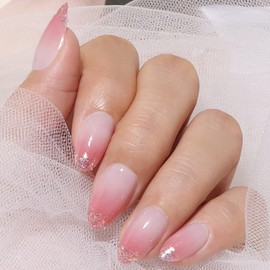 MOTIBACK Press On Nails, 24 Pcs of Stylish Fake Nails, Ready to Transform Your Look, Square Shape, Removable Stick On Nails with Pink Gradient Designs, Perfect for Any Occasion (Dark Pink)