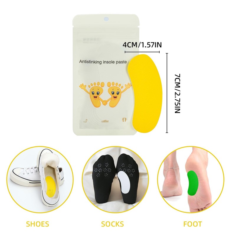 100pcs Shoe Deodorizing Stickers, Natural Shoe Odor Removal Stickers, Deodorizing
