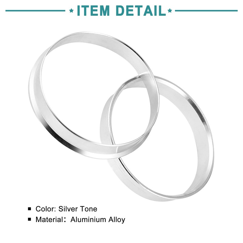 ACROPIX 56.1 to 54.1mm Hub Centric Rings Silver Tone -