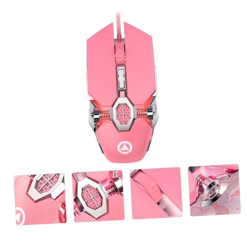 COHEALI Ergonomic Pink Computer Mouse Dpi Buttons Custom Macro Gaming