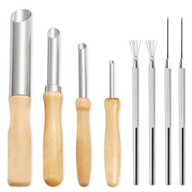 8 Pcs Pottery Clay Tools, lyfLux Sculpting Tools, Wood Circular Clay Hole Cutters, Sculpture Scraper, Clay Ceramic Needle Detail Tools and Feather Wire Texture Tool for Pottery and Sculpture