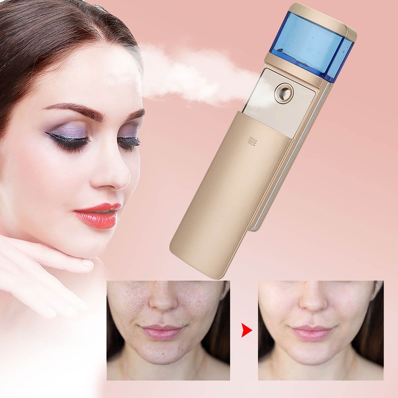 Portable Gold Nano Spray Face Moisturizing Hydrating Steamer Facial Humidifier