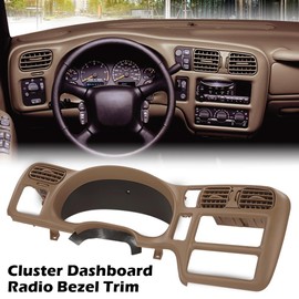 PIT66 Beige Dashboard Covers Dash Bezel Singl ABS Compatible with Chevy Blazer S10 GMC Jimmy S15 Sonoma 1998 1999 2000 2001 2002 2003 2004 15013761(Not fit double din)