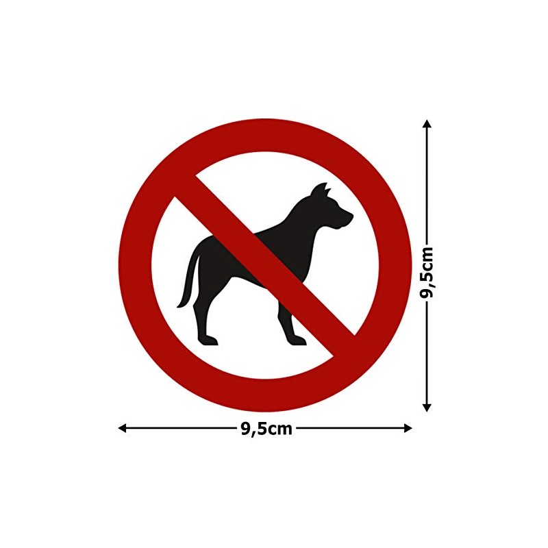 Pack of 5 Dog Prohibited Stickers 9.5 cm
