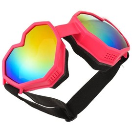 Heart Shaped Sunglasses Fashion Ski Goggles Colorful Oversize Lovers Glasses for Women Men Fun Eyeglass - Color: Pink