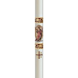 CB Church Supply Will & Baumer Hand Crafted Behold The Lord Beeswax Paschal Candle with Nails, No 2, Red & Gold