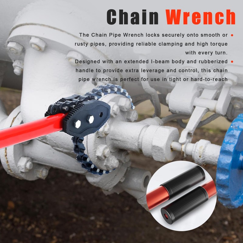 Pcmursal Chain Wrench, 35" Strap Wrench Heavy Duty with 27.5"