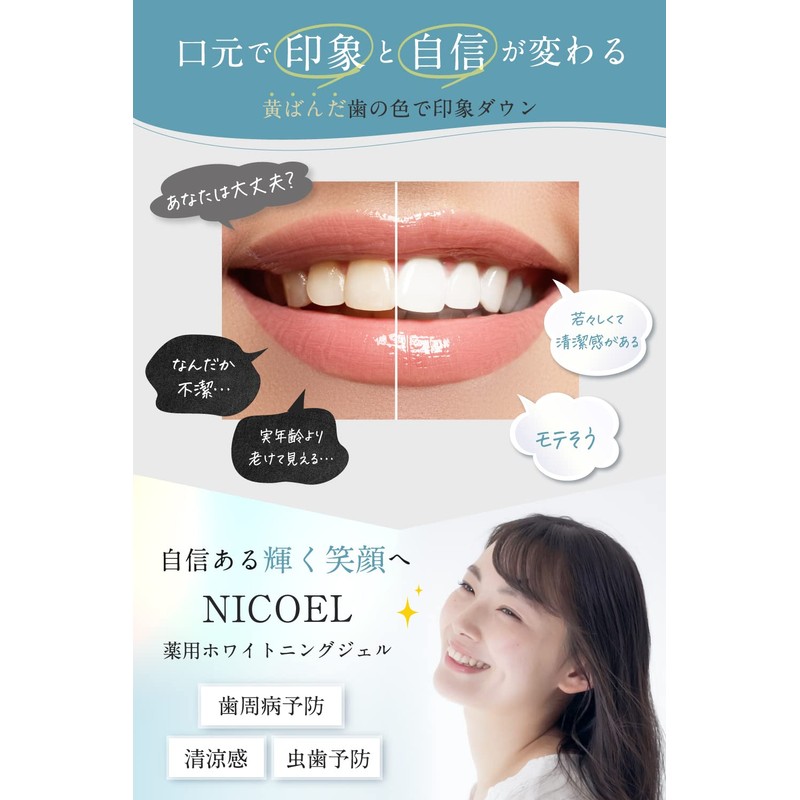 NICOEL Whitening Toothpaste Gel, Periodontal Disease, Yellowing, Bad Breath Care,