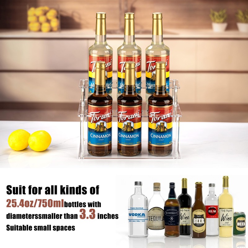 EFYSE Acrylic Coffee Syrup Organizer rack,2 Tier-6 Bottle Capacity Syrup