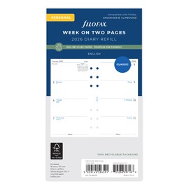 Filofax Personal Week on two pages English recycled paper 2026 diary 26-68421R