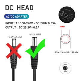 Cable de alimentación de 24 V 0,6 A para pistola de masaje, cargador de 24 V CA/CC para salida: 25,2 V-0,6 A, línea: 1,5 m