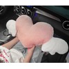 JOSON Heart-Shaped Angel Wings Car Headrest Set, 2-Piece, Soft Cushion,