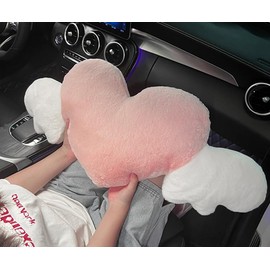 JOSON Heart-Shaped Angel Wings Car Headrest Set, 2-Piece, Soft Cushion, for Travel and Home Decor