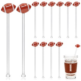 FoldTier 12 Pcs 7 Inch Football Cocktail Stirrers Glass Swizzle Stir Sticks Coffee Drink Stirrers Hot Cocoa Chocolate Bar Supplies Sports Cocktail Stick Decoration Party Favors(Football)