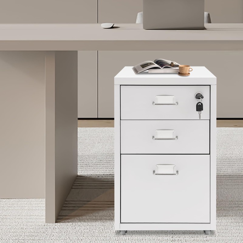 Drawer Unit, 6/3-Tier Steel Organizer on Wheels for Office, 3