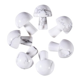 Lovionus89 Pack of 7 Crystal Mushroom Sculpture Stone Statue Figurine, Hand Carved Gemstone Mushrooms Craft Healing Chakra Decor, White Howlite Turquoise