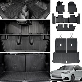 JOULARISE Floor Mats Cargo Mat with Backrest Mats for Lexus TX 2024 2025 Car Mat Accessories 6/7 Seats, All Weather TPE Cargo Liner Door Sill Protectors TX 350 500h 500h+(Floor Mats+2-in-1 Cargo Mat)
