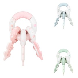 Kikkaboo Baby rattle key ring, teething ring, 3 keys, grasping toy, from 3 months, colour: pink