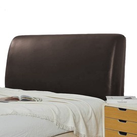Bed Headboard Cover Waterproof PU Leather All Inclusive Elastic Headboard Protector for King Size Double Headboard Protector (Coffee, 180cm/for 170-190cm Headboard)