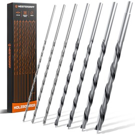 MEISTERGRIFF® Wood Drill Bit Set Long [7 Pieces] - Extra Sharp Drill - Sturdy and Shatterproof Auger Drill Bit - Diameter 4, 5, 6, 7, 8, 10, 12 mm