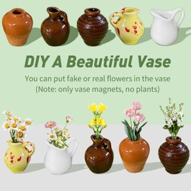 5Pcs Mini Vase Fridge Magnets, 3D Ceramic Vase Magnets, Strong Magnetic Bud Vases, Decorative Refrigerator Accessories for Home Kitchen Office Filing Cabinets