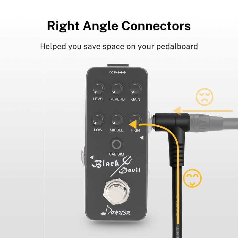 Donner Patchkabel Gitarre Pedal 15CM rechtwinklig, 6,35mm Instrumentenkabel Klinken Klassisches