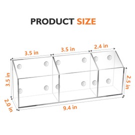 Magnetic Pen Holder Classroom Organization Acrylic Marker Holder for Whiteboard Refrigerator Locker Accessories Pencil Dry Erase Marker Basket (3 Compartments * 1)