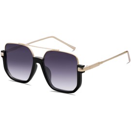 Tskestvy Unisex Retro Square Aviator Sunglasses for Women Men Oversized Trendy Fashion 70s Tinted Shades