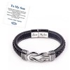 To My Son Bracelet From Mom Braided Leather Cuff Bracelet