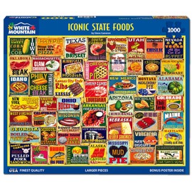 White Mountain Iconic State Foods Puzzle 1000 Piece American Food Jigsaw Puzzles for Adults