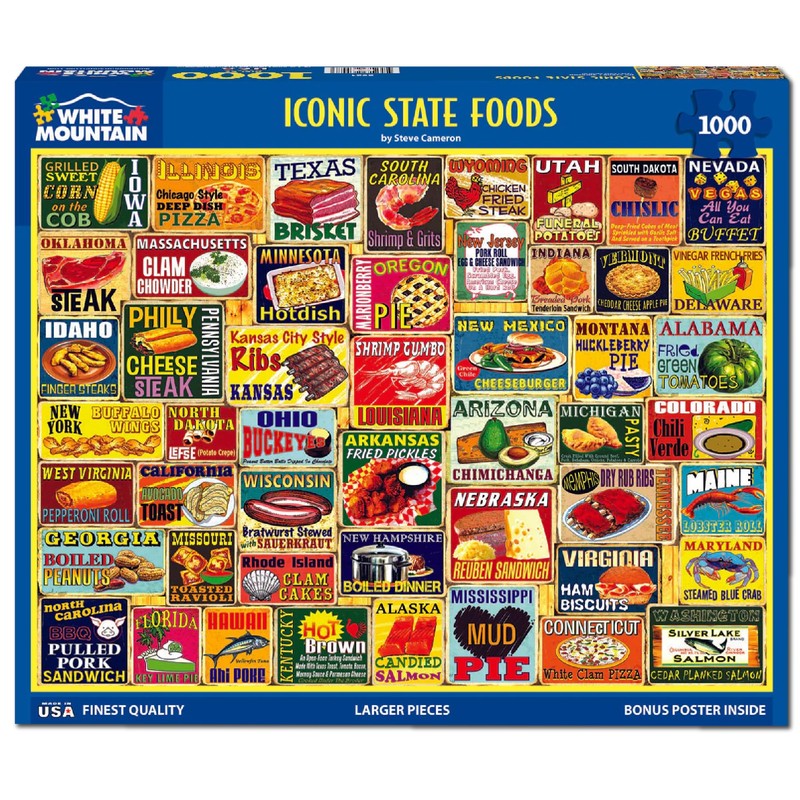 White Mountain Iconic State Foods Puzzle 1000 Piece American Food