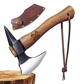 Grumpy Bear 11" Survival Axe Camping Hatchet – Forged High Carbon Steel Blade with Walnut Wood Handle – Shock-Absorbing, Anti-Slip Grip – Ideal for Bushcraft, Wood Splitting & Outdoor Adventures